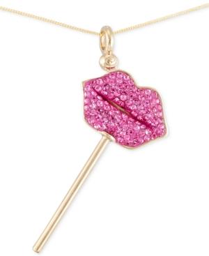 Sis By Simone I. Smith Crystal Lip Pendant Necklace In 18k Gold Over Sterling Silver