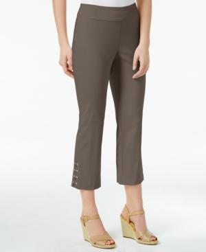Jm Collection Lace-up-hem Capri Pants, Only At Macy's