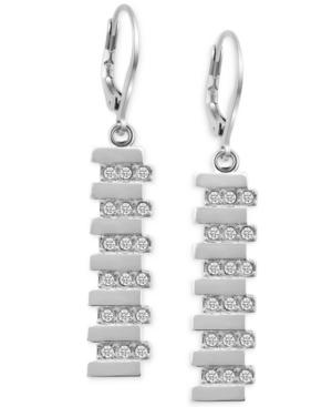 T Tahari Silver-tone Pave Linear Drop Earrings