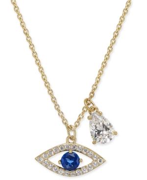 Danori 18k Gold-plated Pave Evil-eye And Crystal Teardrop Pendant Necklace, 16 + 2 Extender, Created For Macy's