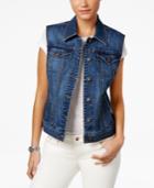 Style & Co Button-front Denim Vest, Only At Macy's