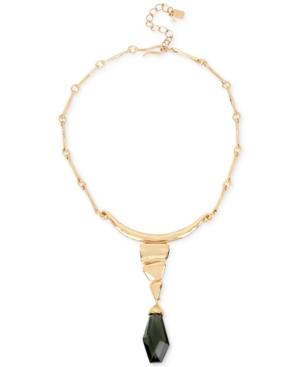 Robert Lee Morris Soho Gold-tone Green Stone Statement Necklace