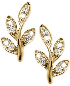 Diamond Leaf Earrings (1/10 Ct. T.w.) In 10k Gold
