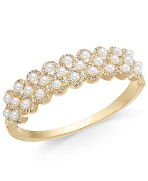 Charter Club Gold-tone Pave & Imitation Pearl Bangle Bracelet, Created For Macy's