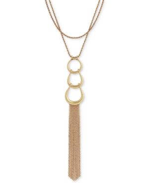 Lucky Brand Gold-tone Layered Fringe Pendant Necklace