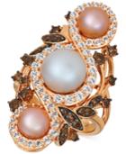 Le Vian Vanilla Pearl (9mm), Strawberry Pearl (6mm) & Multi-gemstone (1-3/4 Ct. T.w.) Ring 14k Rose Gold