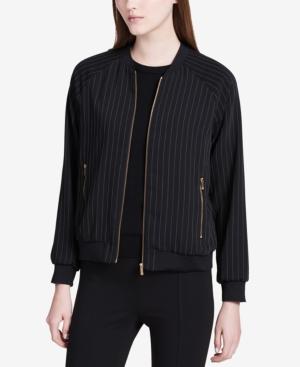 Calvin Klein Pinstriped Bomber Jacket