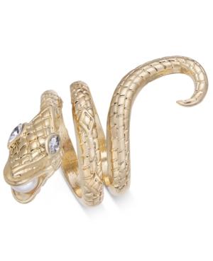 Thalia Sodi Gold-tone Crystal & Imitation Pearl Snake Wrap Ring, Created For Macy's