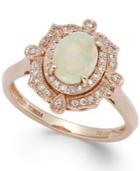 Aurora By Effy Opal (5/8 Ct. T.w.) And Diamond (1/6 Ct. T.w.) Oval Ring In 14k Rose Gold
