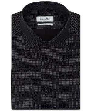 Calvin Klein Steel Slim-fit Non-iron Performance Black Dot Print Dress Shirt