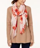 Calvin Klein Floral-print Satin-stripe Scarf