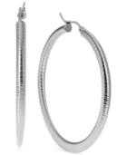 Touch Of Silver Textured Hoop Earrings, 57mm