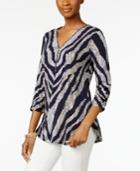 Jm Collection Zip-front Zebra-print Tunic, Only At Macy's
