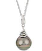 Cultured Tahitian Pearl (10mm) 18 Pendant Necklace In Sterling Silver