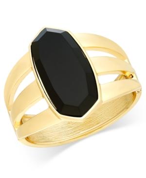 Thalia Sodi Gold-tone Large Jet Stone Hinged Bangle Bracelet, Only At Macy's