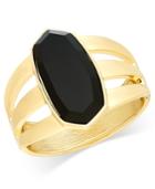Thalia Sodi Gold-tone Large Jet Stone Hinged Bangle Bracelet, Only At Macy's