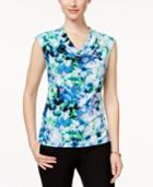 Kasper Petite Printed Cowl-neck Top