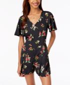 One Hart Juniors' Printed Faux-wrap Romper, Created For Macy's