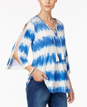 Style & Co Split-sleeve Striped Top, Only At Macy's