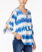 Style & Co Split-sleeve Striped Top, Only At Macy's