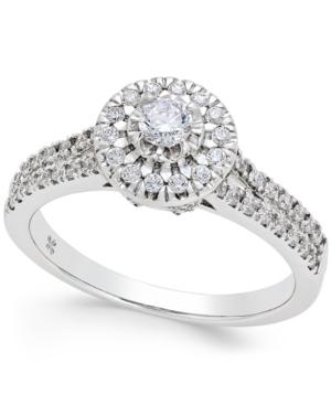 Diamond Halo Engagement Ring (1/2 Ct. T.w.) In 14k White Gold
