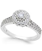 Diamond Halo Engagement Ring (1/2 Ct. T.w.) In 14k White Gold