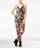 Material Girl Juniors' Floral-print Surplice Jumpsuit, Only At Macy's