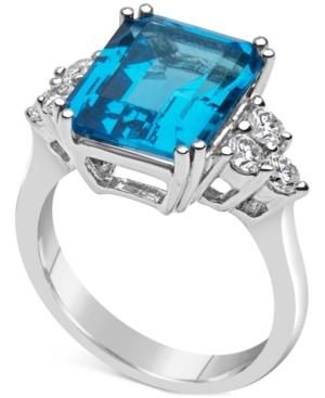 Blue Topaz (8 Ct. T.w.) & Diamond (1/2 Ct. T.w.) Ring Set In 14k White Gold