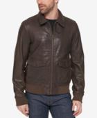 Tommy Hilfiger Men's Leather Aviator Bomber Jacket