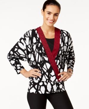 Alfani Printed Faux-wrap Top, Only At Macy's