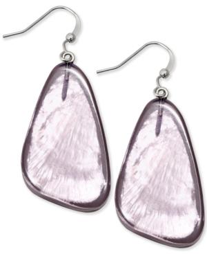 Style & Co. Earrings, Rhodium-plated Grey Resin Shell Drop Earrings