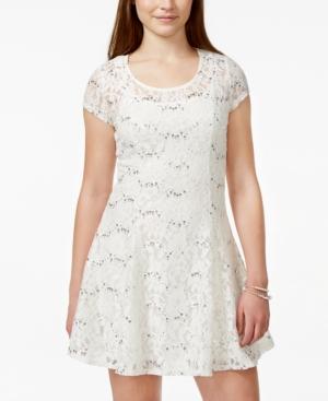 Speechless Juniors' Sequin Lace Fit-and-flare Dress