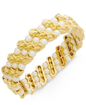 Charter Club Gold-tone Imitation Pearl & Chain Stretch Bracelet, Created For Macy's
