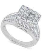 Diamond (2 Ct. T.w.) Cluster Ring In 14k White Gold