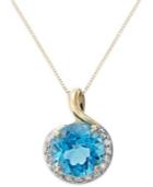 Blue Topaz (4-1/2 Ct. T.w.) And Diamond (1/6 Ct. T.w.) Necklace In 14k Gold