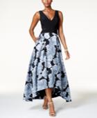 Xscape Printed Illusion-inset High-low Gown