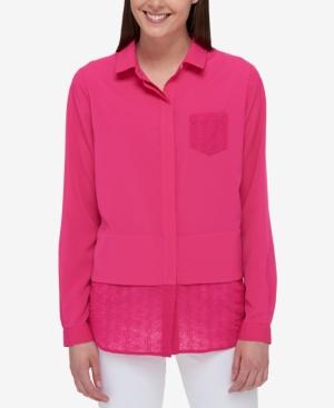 Tommy Hilfiger Embroidered Contrast Shirt, Only At Macy's