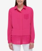 Tommy Hilfiger Embroidered Contrast Shirt, Only At Macy's