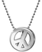 Alex Woo Little Faith Peace Sign Pendant Necklace In Sterling Silver