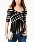 I.n.c. Crisscross Striped Sweater, Created For Macy's