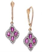 Ruby (1 Ct. T.w.) & Diamond (3/8 Ct. T.w.) Drop Earrings In 14k Gold