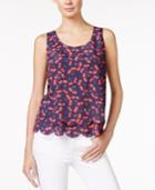 Maison Jules Printed Layered Scalloped-hem Top, Only At Macy's