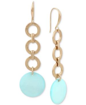Robert Lee Morris Soho Gold-tone Link & Imitation Mother-of-pearl Linear Drop Earrings