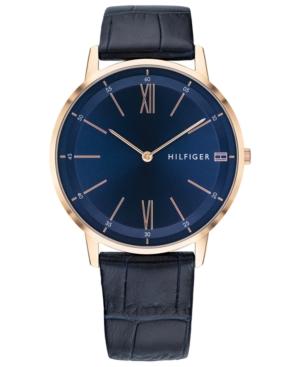 Tommy Hilfiger Men's Blue Leather Strap Watch 40mm