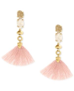 Lucky Brand Gold-tone Stone & Fringe Drop Earrings