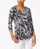 Jm Collection Petite Printed Shirttail Top, Created For Macy's
