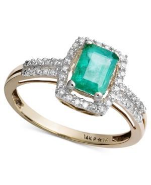 Emerald (9/10 Ct. T.w.) And Diamond (1/5 Ct. T.w.) Ring In 14k Gold