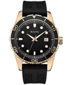 Bulova Men's Black Silicone Strap Watch 43mm 98b261