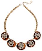Charter Club Gold-tone Tortoise-look And Crystal Multi-disc Statement Necklace, Only At Macy's