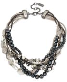 Kenneth Cole New York Hematite-tone Metallic Cluster And Bead Torsade Necklace